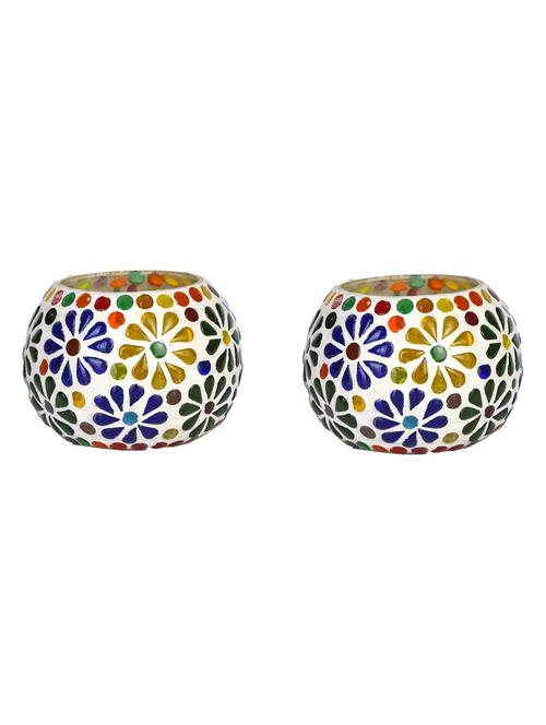 candle & tea light holder decorated with glass chips, colorful lighting effects, pack of 2 - 18802038 - Very Small Image - 1