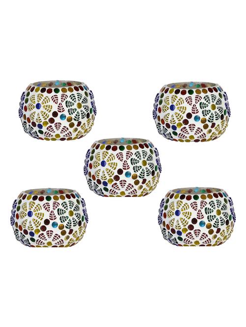 candle & tea light holder decorated with glass chips, colorful lighting effects, pack of 5 - 18802046 - Very Small Image - 1