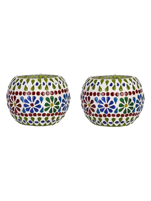 candle & tea light holder decorated with glass chips, colorful lighting effects, pack of 2 - 18802048 - Very Small Image - 1