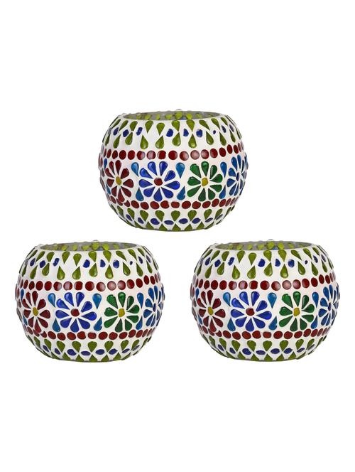 candle & tea light holder decorated with glass chips, colorful lighting effects, pack of 3 - 18802049 - Very Small Image - 1