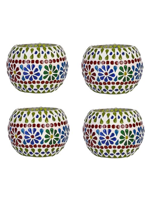 candle & tea light holder decorated with glass chips, colorful lighting effects, pack of 4 - 18802050 - Very Small Image - 1