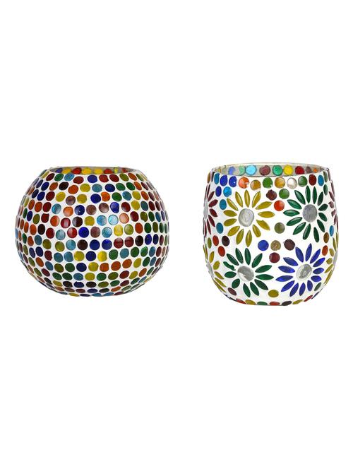 candle & tea light holder decorated with glass chips, colorful lighting effects, pack of 2 - 18802062 - Very Small Image - 1