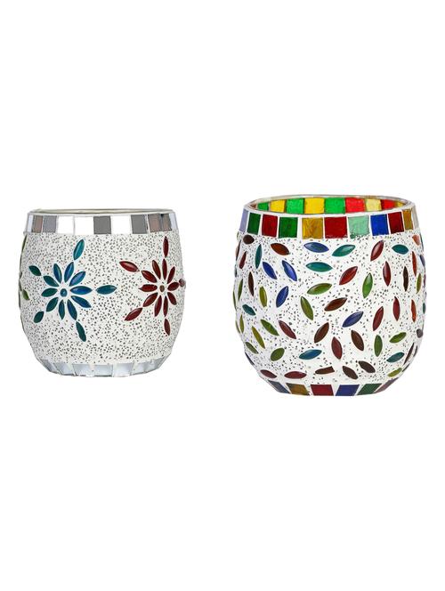 candle & tea light holder decorated with glass chips, colorful lighting effects, pack of 2 - 18802082 - Very Small Image - 1