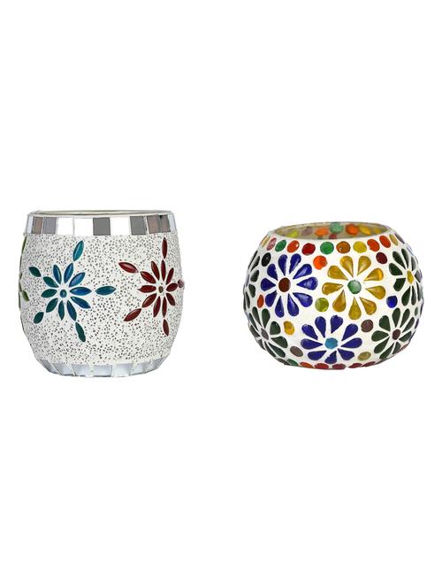candle & tea light holder decorated with glass chips, colorful lighting effects, pack of 2 - 18802086 - Very Small Image - 1