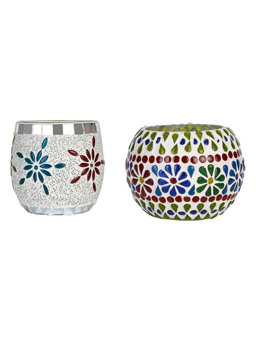 candle & tea light holder decorated with glass chips, colorful lighting effects, pack of 2 - 18802088 - Very Small Image - 1