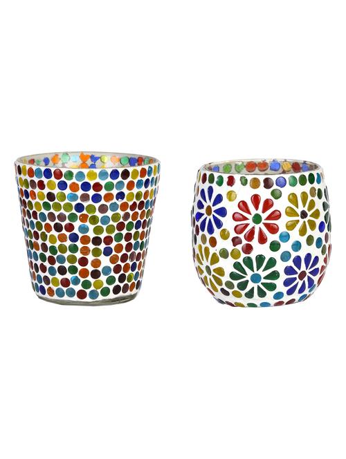 candle & tea light holder decorated with glass chips, colorful lighting effects, pack of 2 - 18802097 - Very Small Image - 1