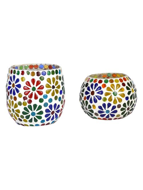 candle & tea light holder decorated with glass chips, colorful lighting effects, pack of 2 - 18802105 - Very Small Image - 1