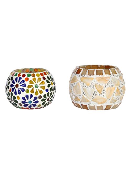 candle & tea light holder decorated with glass chips, colorful lighting effects, pack of 2 - 18802114 - Very Small Image - 1
