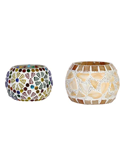 candle & tea light holder decorated with glass chips, colorful lighting effects, pack of 2 - 18802117 - Very Small Image - 1