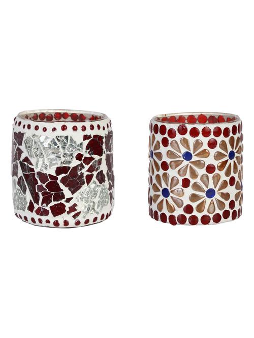 candle & tea light holder decorated with glass chips, colorful lighting effects, pack of 2 - 18802122 - Very Small Image - 1