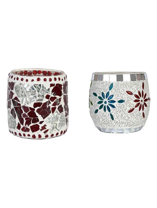 candle & tea light holder decorated with glass chips, colorful lighting effects, pack of 2 - 18802124 - Very Small Image - 1