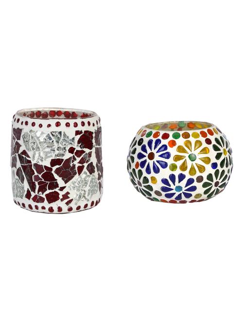 candle & tea light holder decorated with glass chips, colorful lighting effects, pack of 2 - 18802130 - Very Small Image - 1