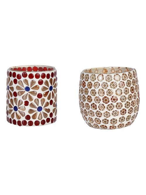 candle & tea light holder decorated with glass chips, colorful lighting effects, pack of 2 - 18802162 - Very Small Image - 1