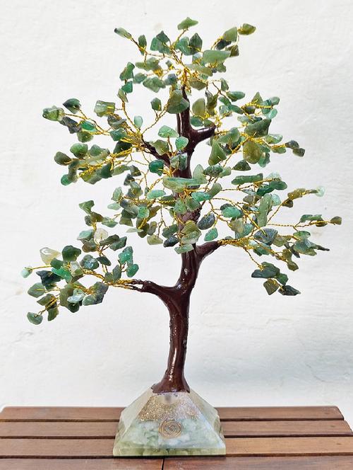 green aventurine stone with pyramid base vastu good fortune crystal tree wooden base for home/office décor for gift - 300 beads - 18802214 - Very Small Image - 1