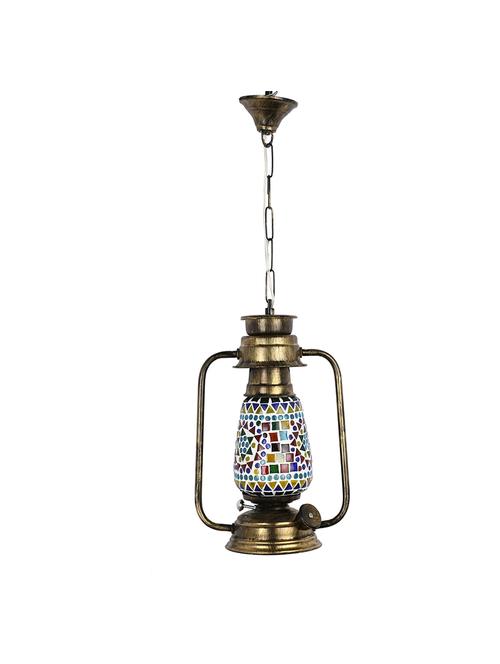 antique pendant hanging lantern lamp light with colorful glass, pack of 2 - 18802238 - Very Small Image - 1