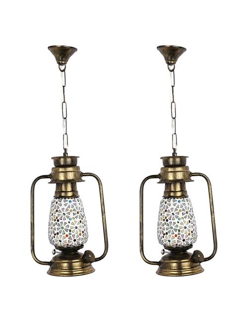 antique pendant hanging lantern lamp light with colorful glass perfect match of trading and traditional - 18802576 - Very Small Image - 1