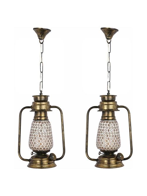 antique pendant hanging lantern lamp light with colorful glass perfect match of trading and traditional - 18802600 - Very Small Image - 1