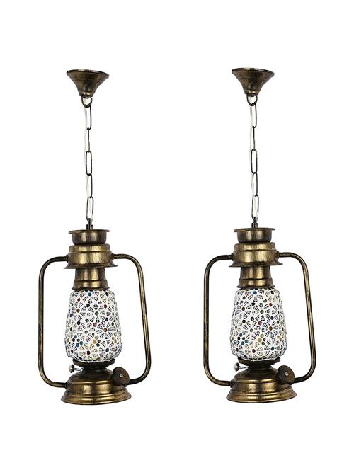 antique pendant hanging lantern lamp light with colorful glass perfect match of trading and traditional - 18802624 - Very Small Image - 1