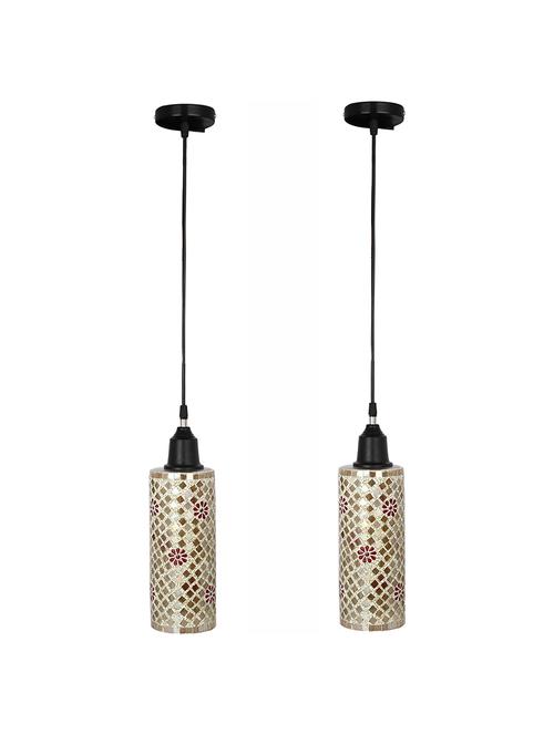 decorative colorful pendant hanging ceiling lamp ornamented with colorful chips & beads with magical effects, pack of 2 lamps - 18802736 - Very Small Image - 1