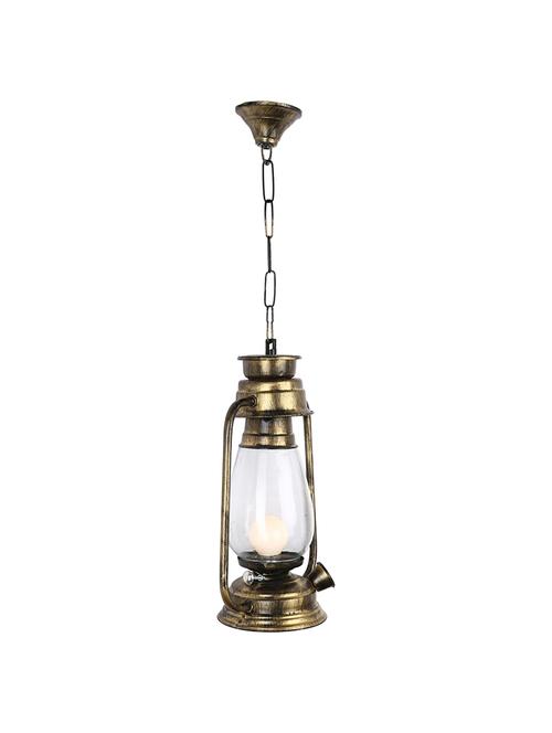 vintage kerosene lantern electricity hanging lamp light, led compatible, gold & clear - 18802768 - Very Small Image - 1