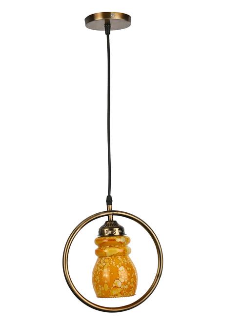 stylish round pendant ceiling lamp light for home indoor ,yellow, gold, pack of 2 lamps - 18802790 - Very Small Image - 1