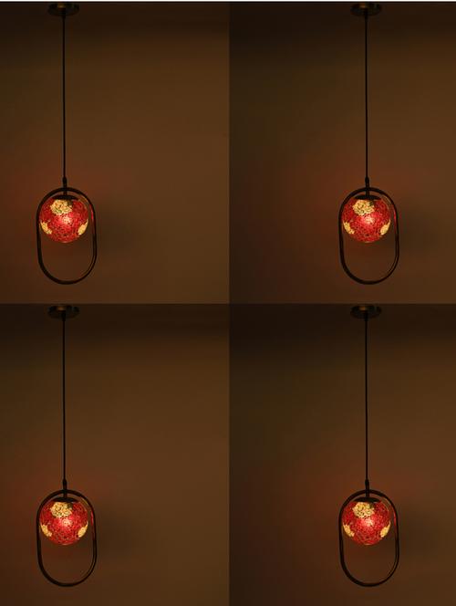 decorative oval type hanging mosaic ceiling light/ lamp with colorful glass shade, pack of 4 lamps - 18802925 - Very Small Image - 1