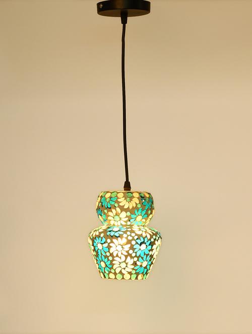 stylish mosaic hanging pendant ceiling light lamp, designer colorful lighting, pack of 2 lamps - 18802927 - Very Small Image - 1