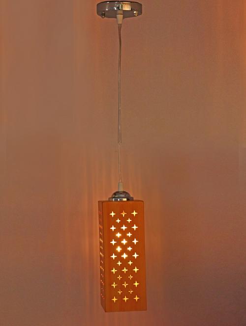 engraved wood designer pendant hanging ceiling lamp/ light, yellow - 18802933 - Very Small Image - 1