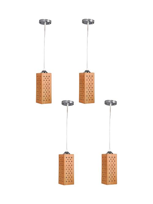 engraved wood designer pendant hanging ceiling lamp/ light, yellow, pack of 4 - 18802939 - Very Small Image - 1