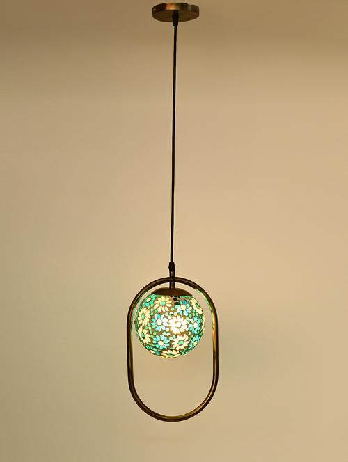 decorative oval type hanging mosaic ceiling light/ lamp with colorful glass shade - 18802946 - Very Small Image - 1