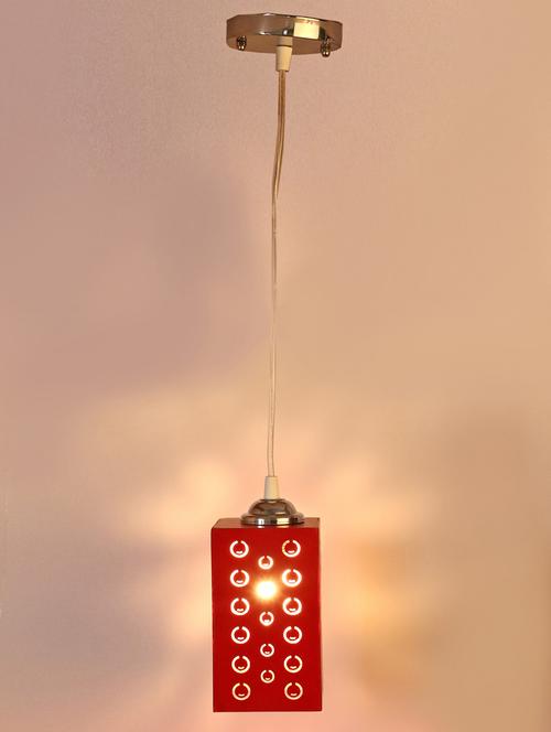 engraved wood designer pendant hanging ceiling lamp/ light, red - 18802960 - Very Small Image - 1