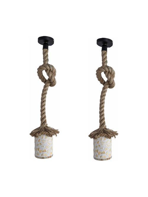 pendant rope hanging ceiling lamp/ light with designer glass lamp shade, pack of 2 lamps - 18802972 - Very Small Image - 1