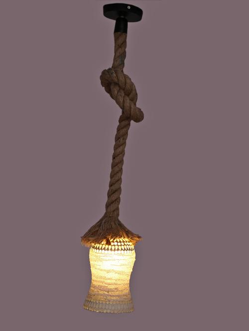 pendant rope hanging ceiling lamp/ light with designer glass lamp shade - 18803014 - Very Small Image - 1