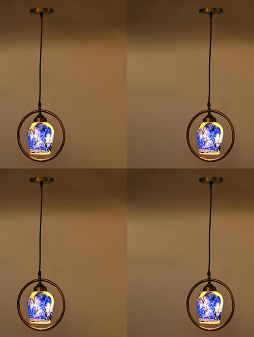 stylish round pendant ceiling lamp light for home indoor ,blue, gold, pack of 4 lamps - 18803016 - Very Small Image - 1