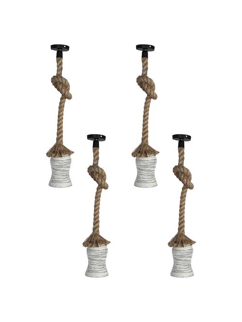 pendant rope hanging ceiling lamp/ light with designer glass lamp shade, pack of 4 lamps - 18803020 - Very Small Image - 1