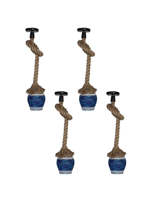 pendant rope hanging ceiling lamp/ light with designer glass lamp shade, pack of 4 lamps - 18803038 - Very Small Image - 1