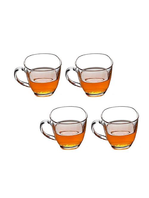 designer & stylish transparent tea/coffee cup, glass, 180 ml, pack of- 4 - 18803154 - Very Small Image - 1