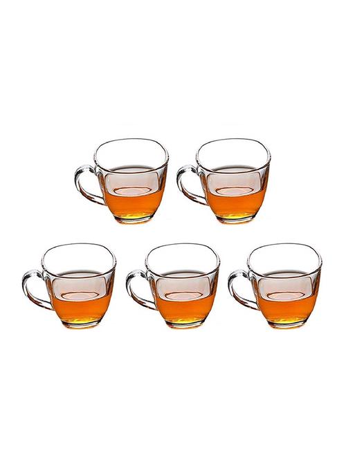 designer & stylish transparent tea/coffee cup, glass, 180 ml, pack of- 5 - 18803155 - Very Small Image - 1