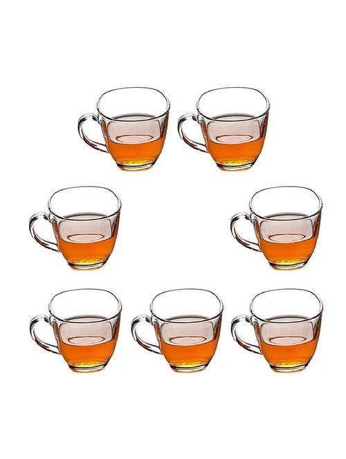 designer & stylish transparent tea/coffee cup, glass, 180 ml, pack of- 7 - 18803157 - Very Small Image - 1