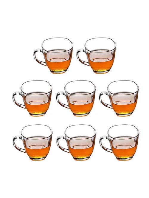 designer & stylish transparent tea/coffee cup, glass, 180 ml, pack of- 8 - 18803158 - Very Small Image - 1
