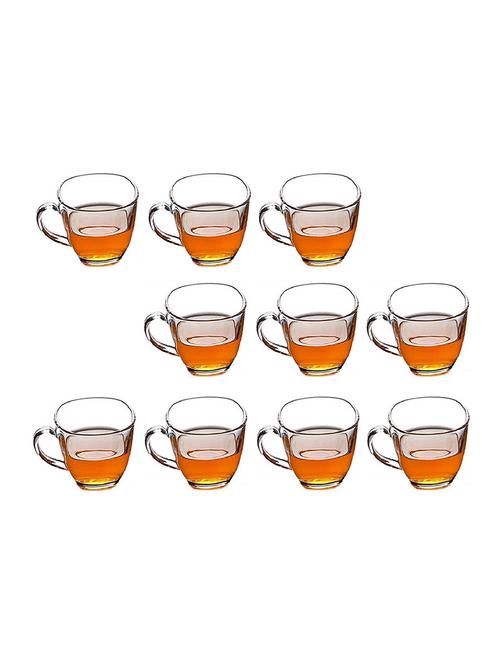 designer & stylish transparent tea/coffee cup, glass, 180 ml, pack of-10 - 18803160 - Very Small Image - 1