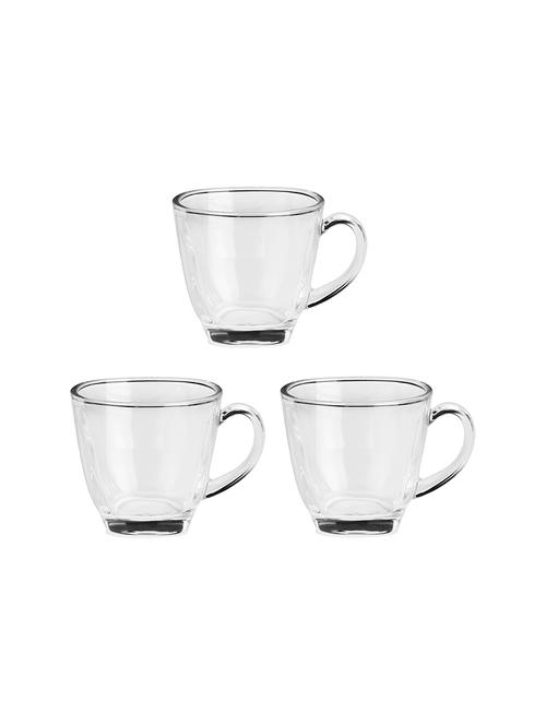 designer & stylish transparent tea/coffee cup, glass, 180 ml, pack of- 3 - 18803165 - Very Small Image - 1