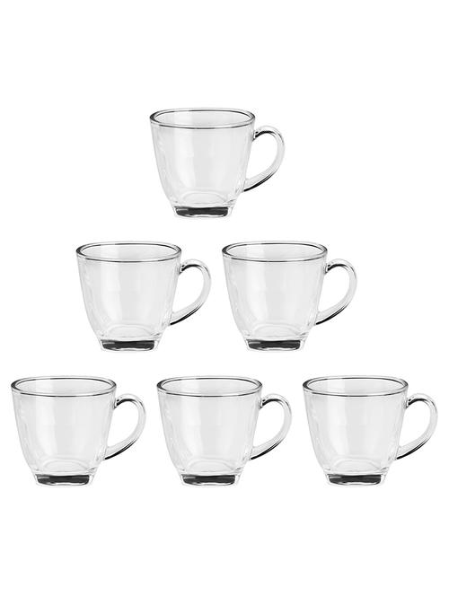 designer & stylish transparent tea/coffee cup, glass, 180 ml, pack of- 6 - 18803168 - Very Small Image - 1