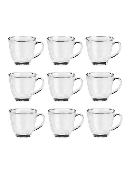 designer & stylish transparent tea/coffee cup, glass, 180 ml, pack of- 9 - 18803171 - Very Small Image - 1