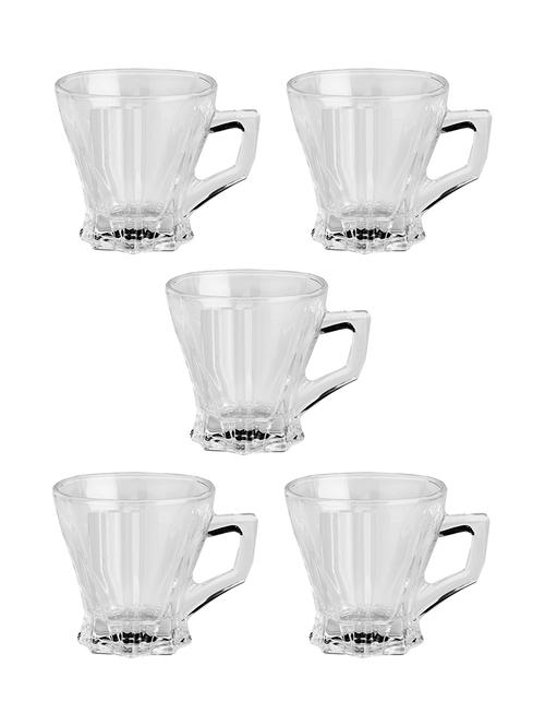 designer & stylish transparent tea/coffee cup, glass, 180 ml, pack of- 5 - 18803179 - Very Small Image - 1