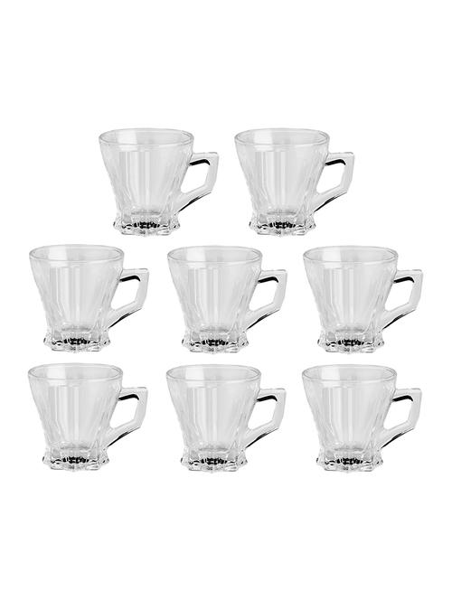 designer & stylish transparent tea/coffee cup, glass, 180 ml, pack of- 8 - 18803182 - Very Small Image - 1