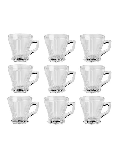 designer & stylish transparent tea/coffee cup, glass, 180 ml, pack of- 9 - 18803183 - Very Small Image - 1