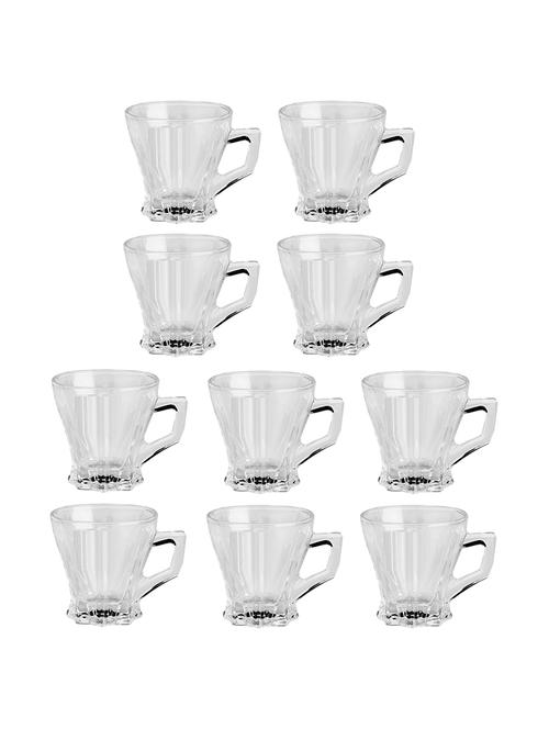 designer & stylish transparent tea/coffee cup, glass, 180 ml, pack of-10 - 18803184 - Very Small Image - 1