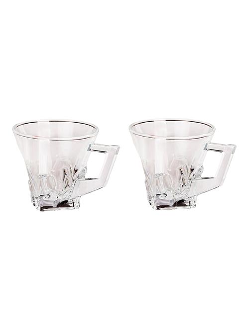 designer & stylish transparent tea/coffee cup, glass, 180 ml, pack of- 2 - 18803188 - Very Small Image - 1