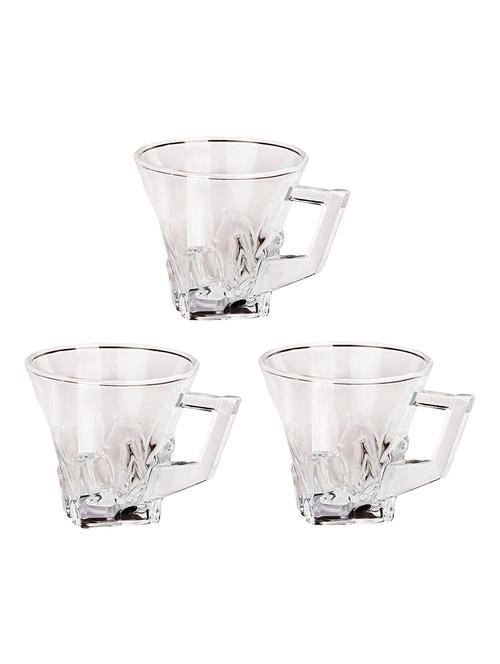 designer & stylish transparent tea/coffee cup, glass, 180 ml, pack of- 3 - 18803189 - Very Small Image - 1